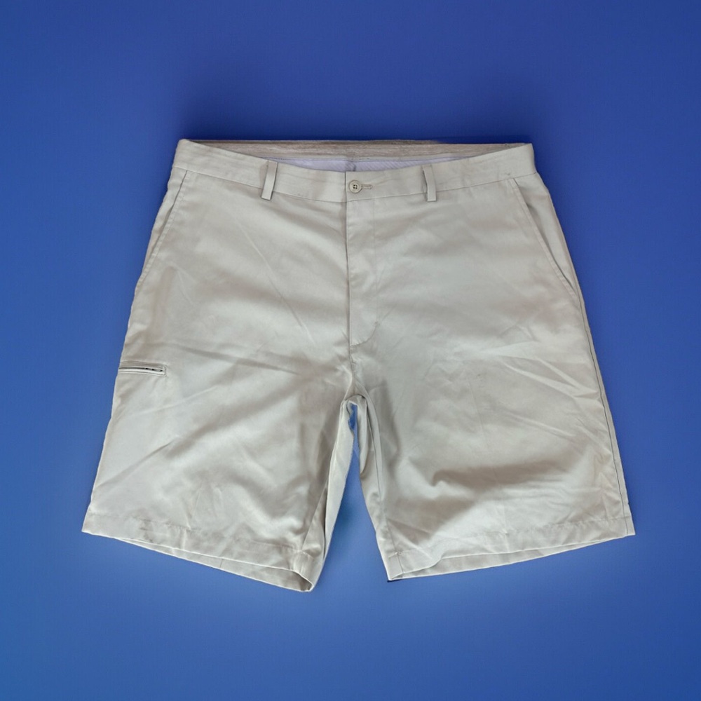 Champions Tour Golf Shorts Men’s 36 Khaki Polyester 10" Inseam Flat Front PGA